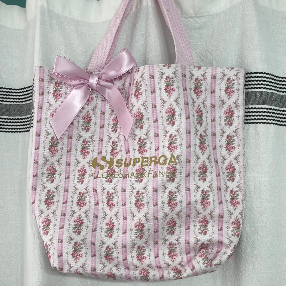 Pink Floral Tote Bag with Satin Bow